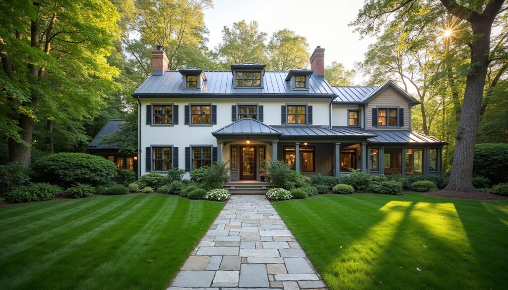 Renovated colonial home with a modern rear addition in a leafy Westchester suburb